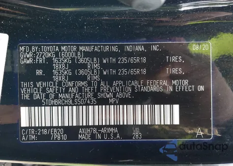 2020 Toyota Highlander Hybrid Xle z USA, uszkodzony, nr VIN 5TDHBRCH9LS507435